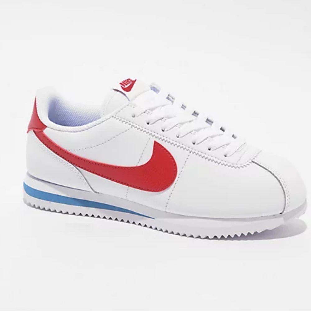 Nike White and Red Cortez Sneakers
